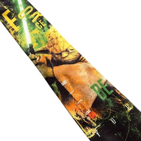 Star Wars Yoda Tie Men One Size Lightsaber Print Geek Chic Academic Preppy - Picture 2 of 7